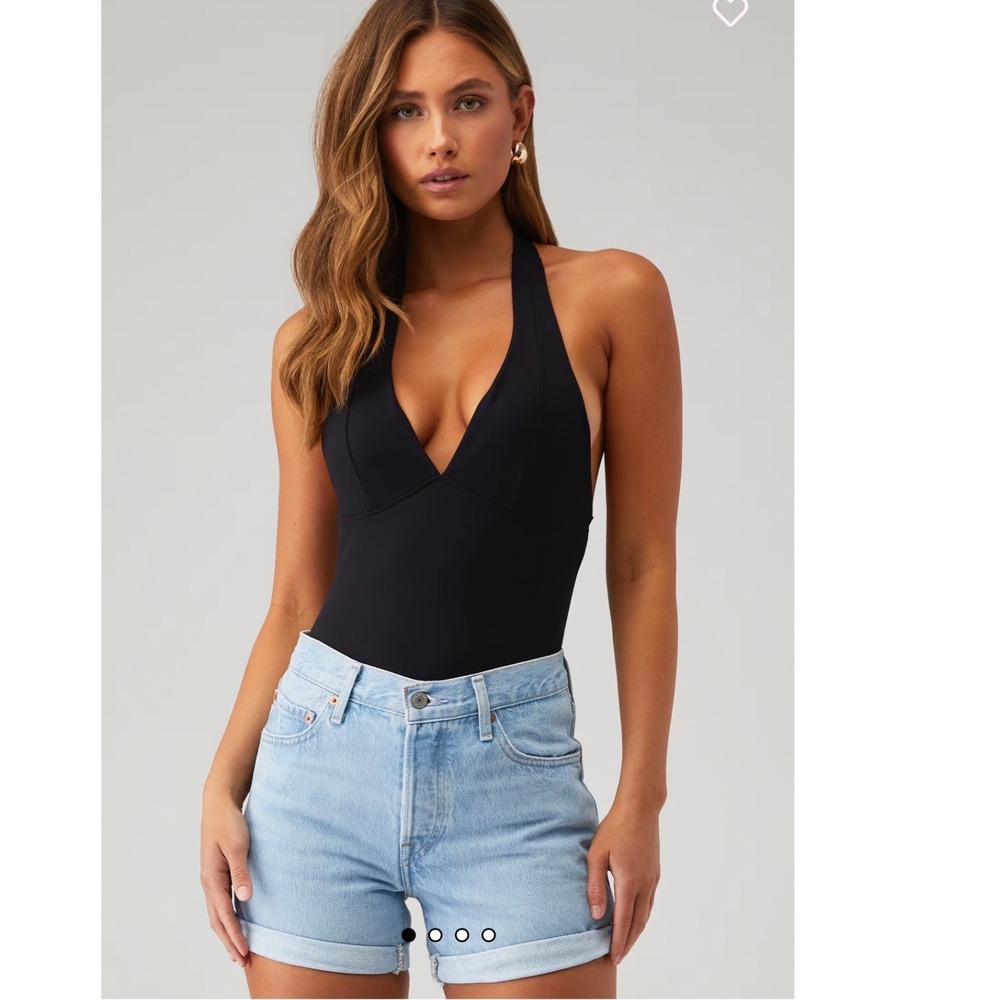Free People Still Here Halter Top Black V-Neck Open Back S boho goth chic 90's